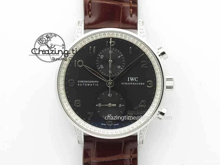 MIROTIME 0319 Unique Portuguese IW3714 Diam ZF V2 1:1 Best Edition Gray Dial On Brown Leather Strap A79350 (Slim Movement) 7250